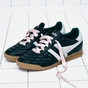 Gola X Anthropologie Black and Pink Sneakers with White Stripe